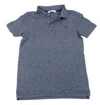 Tmavomodré melírované polo tričko s výšivkou zn. H&M