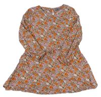 Pudrovo-barevné květované lehké šaty s volánky zn. Next