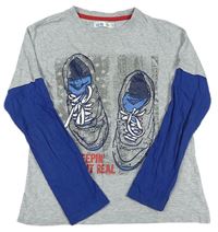 Šedo-safírové melírované triko s botami zn. M&Co