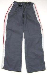 Modro/šedé plátěné kalhoty s pruhy