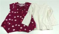 Set- Růžová tunika s puntíky + bílé triko  