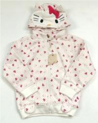 Bílo-růžová propínací mikinka s Hello Kitty a kapucí - nové 