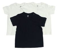 3x tričko tmavomodré, bílé zn. H&M