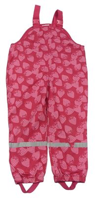Růžové nepromokavé podšité laclové kalhoty s jahůdkami zn. Topolino