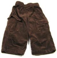 Hnědé sametovo/riflové kalhoty s kapsami 