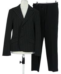 2set - Dámský černý proužkovaný kalhotový kostým zn. C&A