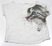 Bílé tričko s kočičkou zn.Cherokee