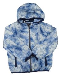 Modro-bílá batikovaná šusťáková jarní bunda s kapucí zn. C&A