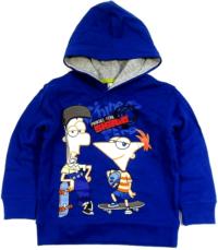 Nové - Modrá mikinka s kapucí a Phineas and Ferb zn. Disney+C&A