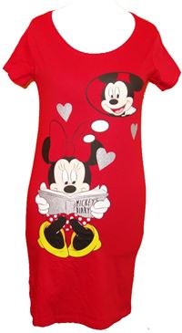 Nové - Dámská červená noční košile s Mickeym a Minnie zn. Disney vel. S