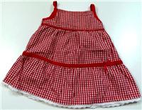 Červeno-bílé kostkované plátěné letní šatičky s mašličkou zn. Mini Mode