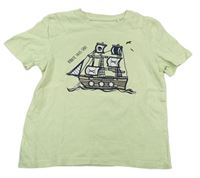 Zelenkavé tričko s pirátskou lodí zn. Topolino