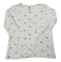Šedé melírované triko se srdíčky zn. H&M