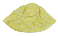 Žlutý puntíkovaný plátěný klobouk zn. Mothercare vel. 1-3 roky