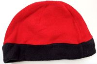 Červeno-černá fleecová čepice