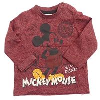 Červeno-bílé melírované triko s Mickeym zn. Disney