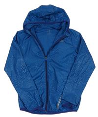 Modrá vzorovaná šusťáková bunda s kapucí zn. Decathlon
