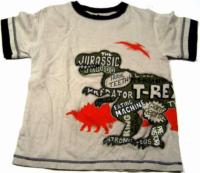 Béžové tričko s dinosaurem 