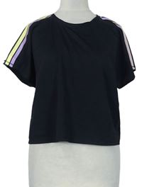 Dámské černé sportovní tričko s pruhy zn. Primark 