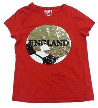 Červené tričko s obrázkem z flitrů zn. F&F