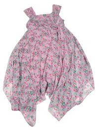 Růžové květované šifonové šaty zn. Y.F.K.