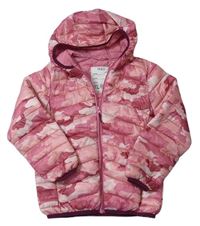 Růžová army šusťáková prošívaná zateplená bunda s kapucí zn. M&S
