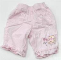 Růžové plátěné kalhoty s kočičkou zn. Cherokee vel. 50 cm