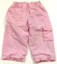 Růžové šusťákové oteplené kapsové kalhoty zn. Tiny Ted 