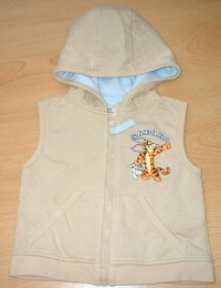 Béžová propínací vesta s tygříkem a kapucí zn. Disney