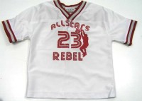 Bílo-červené sportovní tričko s nápisem zn. Rebel