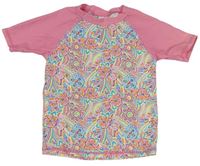 Smetanovo-pestro-růžové vzorované UV tričko s kytičkami zn. PUSBLU