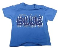 Modré tričko s nápisem a bublinkami zn. KANZ