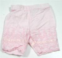 Růžové 3/4 plátěné kalhoty s kytičkami zn. Baby Mac 