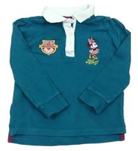 Smaragdovo-bílé polo triko s Minnie zn. Disney