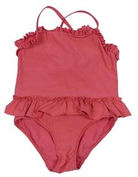 Růžové jednodílné plavky s volánky zn. H&M