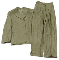 2Set - Béžovo-černé melírované sako + kalhoty zn. DEVICE