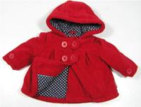 Červený fleecový zateplený kabátek s kapucí 