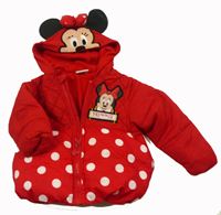 Červená šusťáková zimní bunda s Minnie zn. Disney
