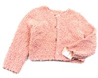Růžový propínací svetr se třpytkami zn. Mothercare