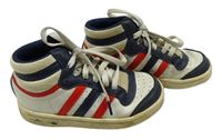 Bílo-modro-červené botasky s pruhy zn. Adidas vel. 25