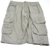 Béžové lněné 3/4 kalhoty s kapsami zn. Cherokee