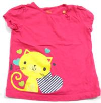 Růžové tričko s kočičkou zn.Circo 