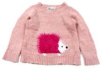Světlerůžový svetr s ježkem zn. M&Co