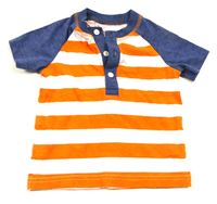 Modro-bílo-oranžové pruhované tričko zn. M&Co 
