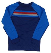 Tmavomodro-modré sportovní funkční triko s pruhy zn. Crivit 