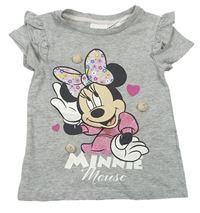 Šedé melírované tričko s Minnií zn. Disney