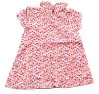 Růžové manšestrové šaty s kytičkami zn. Tu