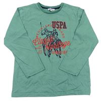 Zelené triko s potiskem a logem zn. U.S. Pollo ASSN.