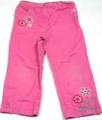 Růžové 7/8 plátěné kalhoty s kytičkami zn. Cherokee