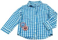 Modro-bílá kostkovaná košile s nášivkami zn. miniclub